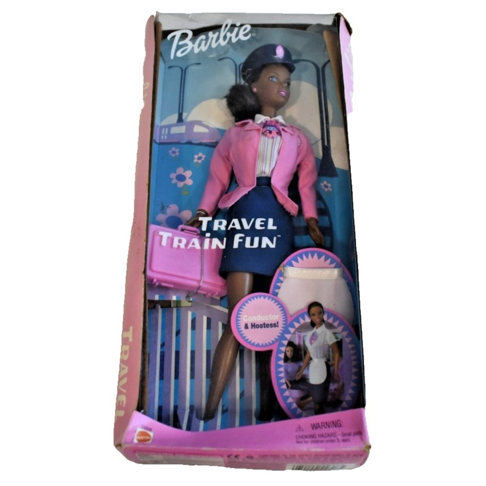 Barbie Travel Train Fun African American Doll 2001 Mattel 55808 NIB Box Damage